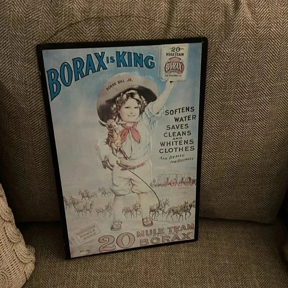 VTG Borax Household Products 20 Mule Team Metal Advertisement Hanging Sign - Picture 3 of 16